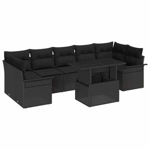 vidaXL Ensemble de canap&eacute; de jardin 8 pc Noir
