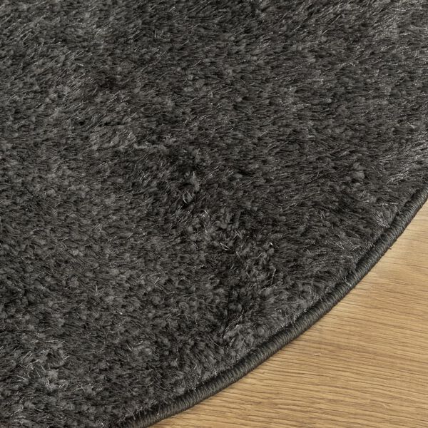 vidaXL Tapis ISTAN à poils longs aspect brillant anthracite Ø 120 cm