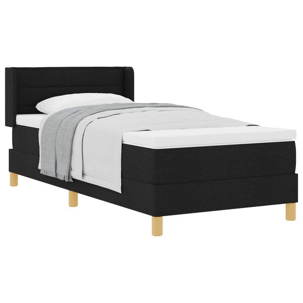 vidaXL Lit &agrave; ressorts avec matelas Noir 200 x 90 cm Polyester