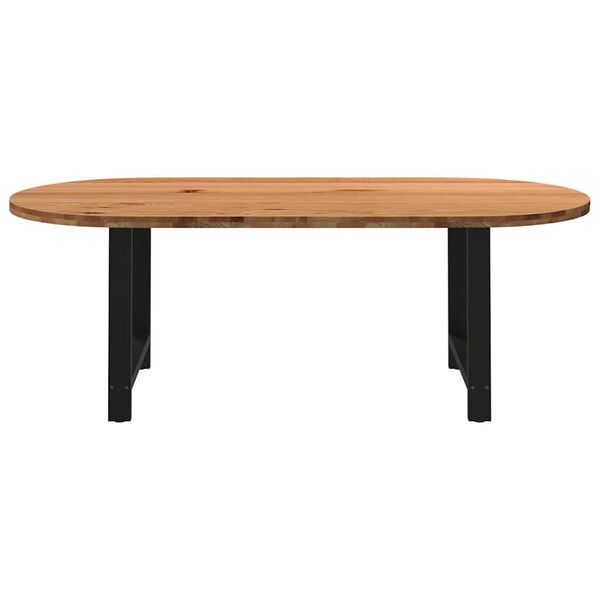 vidaXL Table &agrave; manger 220x100x74 cm bois de ch&ecirc;ne massif ovale