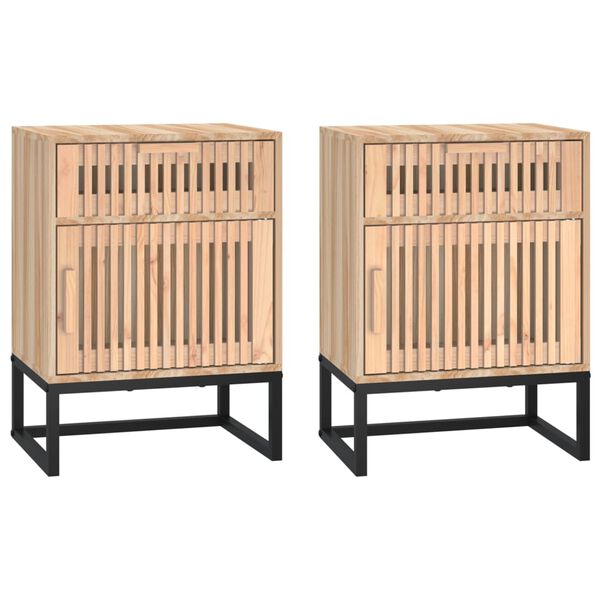 vidaXL Tables de chevet 2 pcs 40x30x55,5 cm bois ing&eacute;nierie et fer