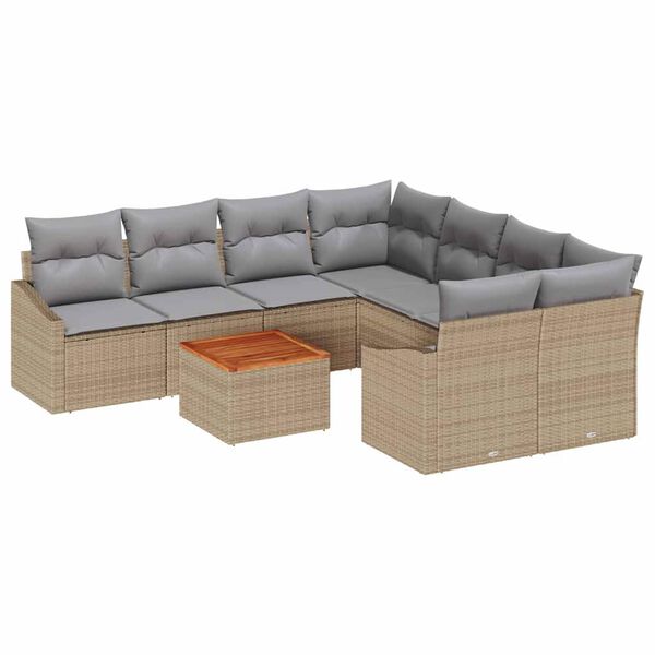 vidaXL Ensemble de canap&eacute; de jardin 9 pcs beige et gris clair