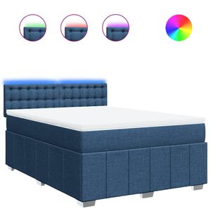 vidaXL Sommier &agrave; lattes de lit avec matelas Bleu 160x200 cm Tissu