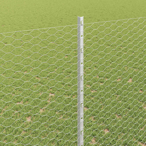 vidaXL Cl&ocirc;ture avec poteau Argent&eacute; 1,6 x 50 m Acier