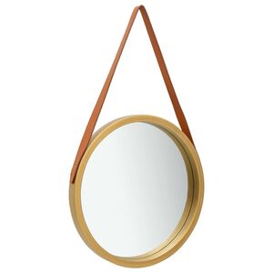 vidaXL Miroir mural avec sangle 40 cm Dor&eacute;
