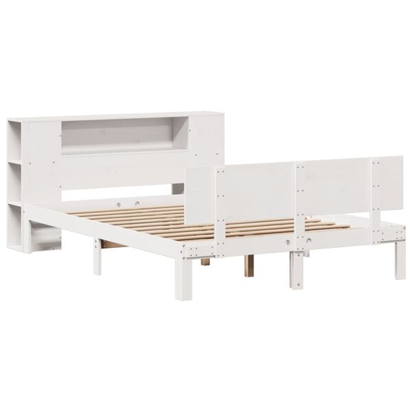 vidaXL Lit biblioth&egrave;que sans matelas blanc 120x190 cm bois pin massif
