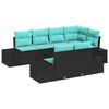 vidaXL Ensemble de canap&eacute; de jardin 7 pc Noir et turquoise polyrotin