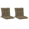vidaXL Coussins de chaise &agrave; dossier bas lot de 2 taupe m&eacute;lang&eacute; tissu