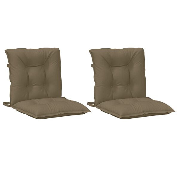 vidaXL Coussins de chaise &agrave; dossier bas lot de 2 taupe m&eacute;lang&eacute; tissu