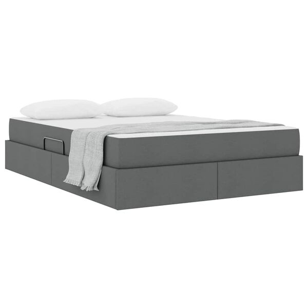 vidaXL Lit avec rangement et matelas Gris fonc&eacute; 140 x 190 cm Polyester