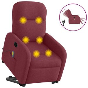 vidaXL Fauteuil inclinable de massage &eacute;lectrique Rouge bordeaux Tissu