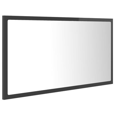 vidaXL Miroir LED de salle de bain Gris brillant 80x8,5x37cm Acrylique