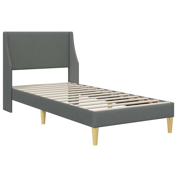 vidaXL Cadre de lit avec matelas Gris fonc&eacute; 90 x 200 cm tissu
