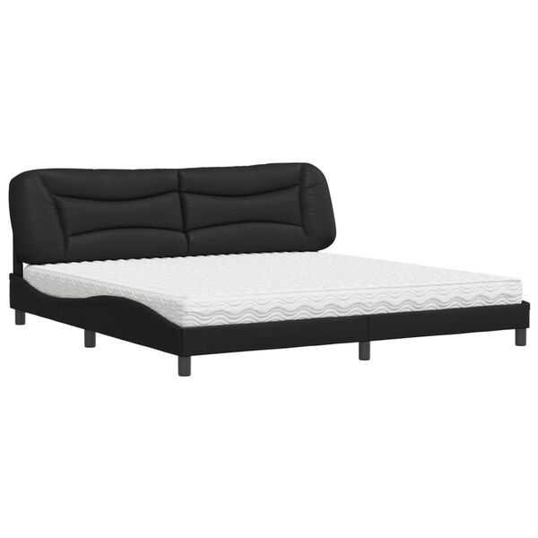 vidaXL Lit avec matelas Hvar noir 200x200 cm similicuir
