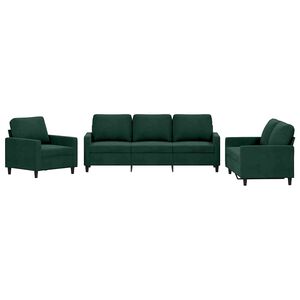 vidaXL Ensemble de canap&eacute;s 3 pcs avec coussins Vert fonc&eacute; Velours