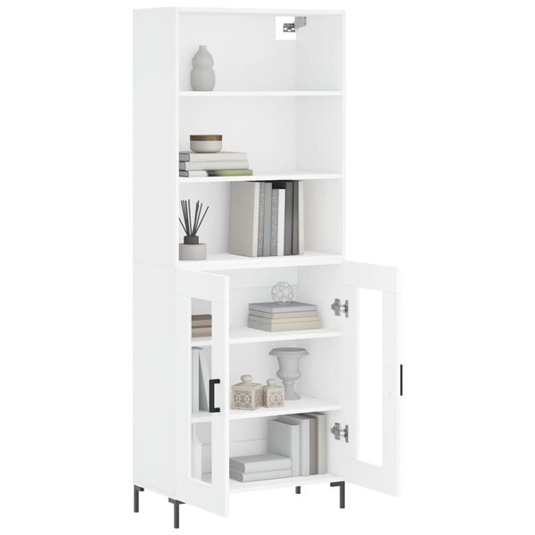 vidaXL Buffet haut Blanc 69,5x34x180 cm Bois d'ing&eacute;nierie