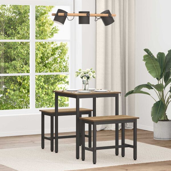 vidaXL Table de salle &agrave; manger / Table de repas M&Eacute;TAL