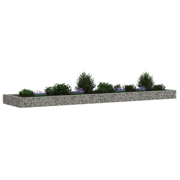 vidaXL Lit sur&eacute;lev&eacute; &agrave; gabion Acier galvanis&eacute; 400x100x20 cm
