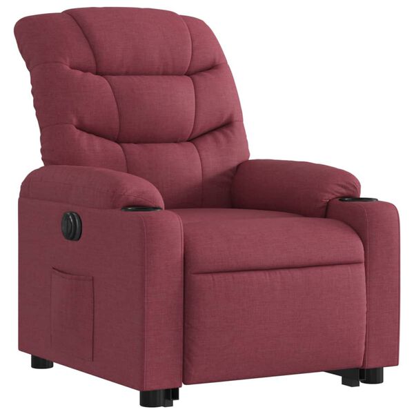 vidaXL Fauteuil inclinable &eacute;lectrique rouge bordeaux tissu