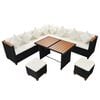 vidaXL Salon de jardin 7 pcs avec coussins R&eacute;sine tress&eacute;e Noir