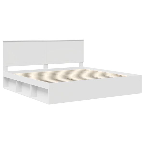 vidaXL Cadre de lit Blanc 200 x 200 cm Bois de pin massif
