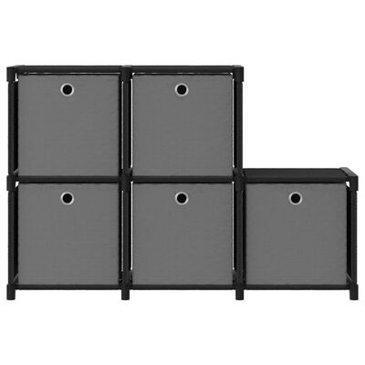 vidaXL Étagère d'affichage 5 cubes et boîtes Noir 103x30x72,5 cm Tissu