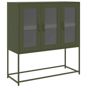 vidaXL Buffet vert olive 100,5x39x107 cm acier lamin&eacute; &agrave; froid