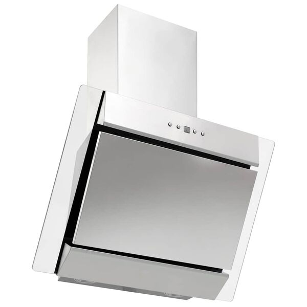 vidaXL Hotte murale 60 cm Acier inoxydable et verre tremp&eacute; Argent&eacute;