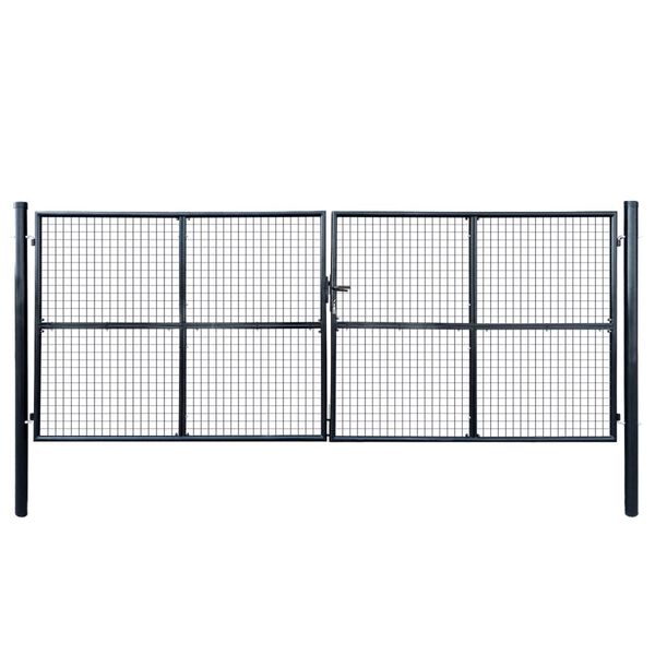 vidaXL Portail de jardin grillagé en acier galvanisé gris 400 x 150 cm