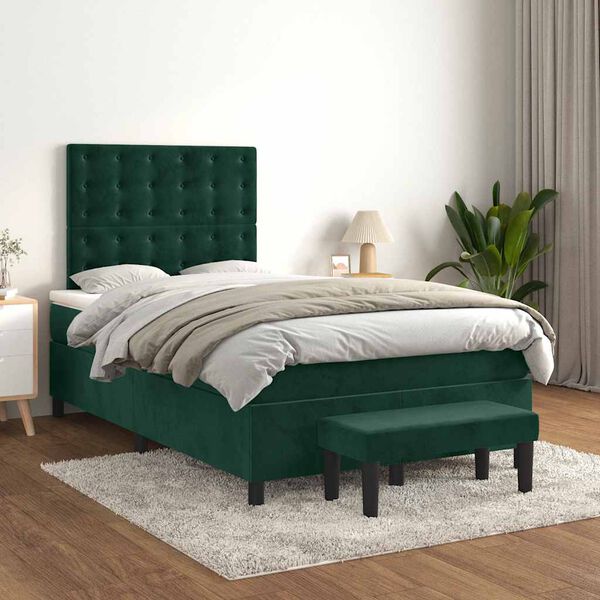 vidaXL Sommier &agrave; lattes de lit avec matelas vert fonc&eacute; 120x190 cm