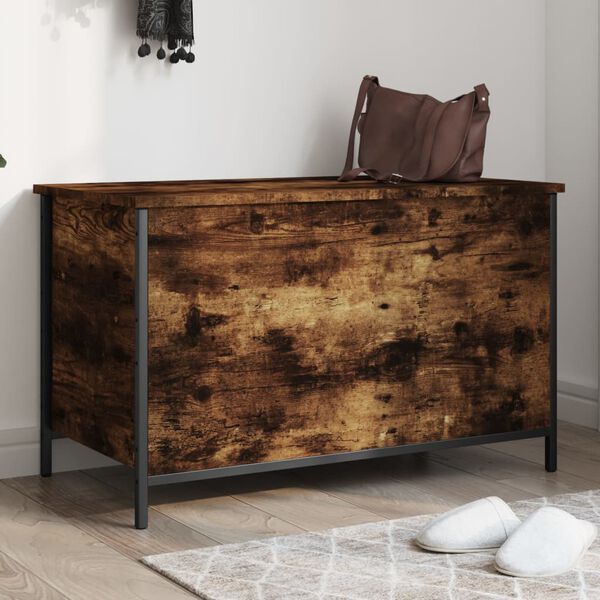 vidaXL Banc de rangement chêne fumé 80x42,5x50 cm bois d'ingénierie