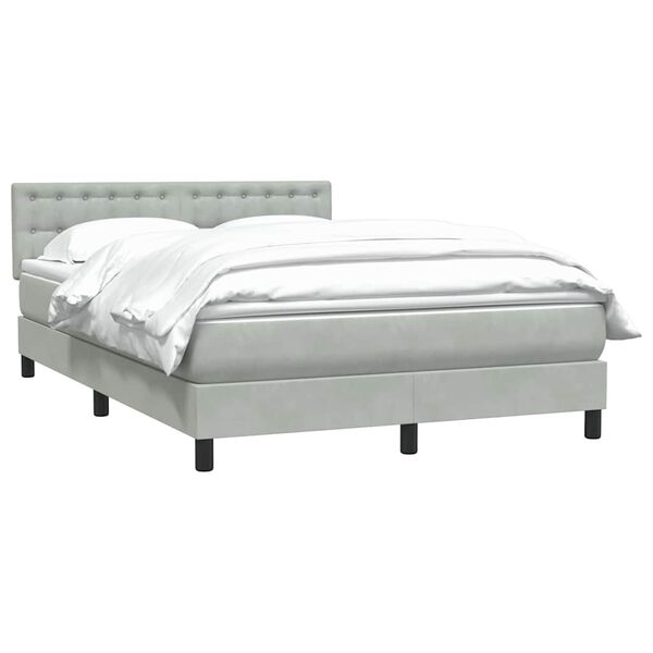 vidaXL Sommier &agrave; lattes de lit et matelas gris clair 160x210cm velours