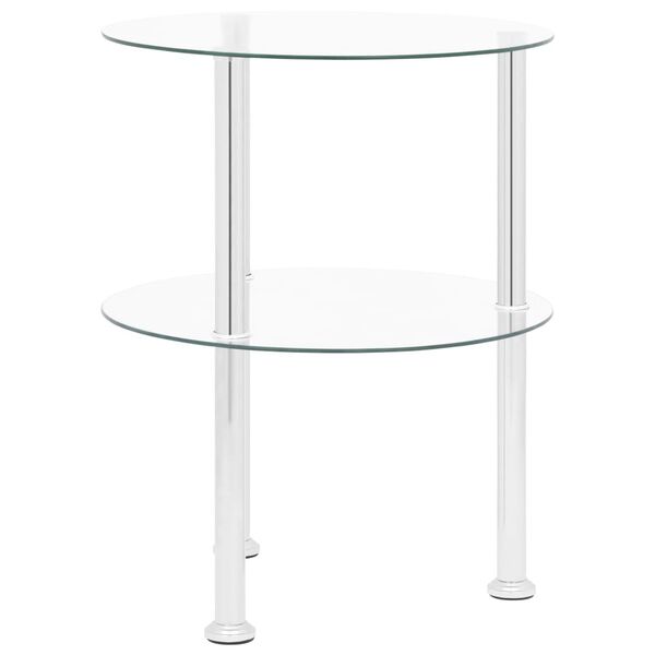 vidaXL Table d'appoint 2 niveaux Transparent 38 cm Verre tremp&eacute;