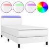 vidaXL Sommier &agrave; lattes de lit avec matelas et LED Blanc 90x190cm