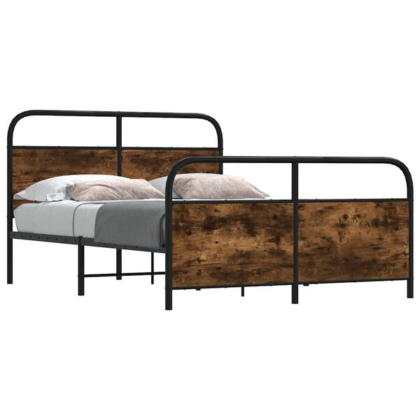 vidaXL Cadre de lit en métal sans matelas chêne fumé 137x190 cm