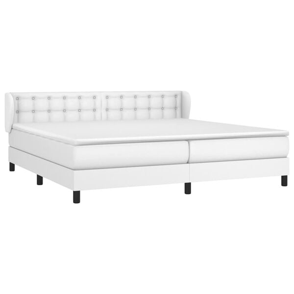 vidaXL Sommier &agrave; lattes de lit avec matelas Blanc 200x200cm Similicuir