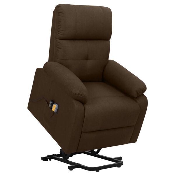 vidaXL Fauteuil de massage Marron fonc&eacute; Tissu