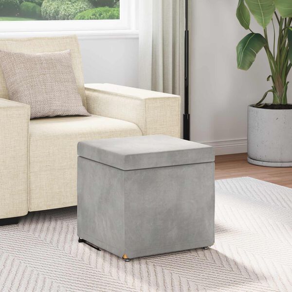 vidaXL Tabouret Gris clair 41 x 41 x 40 cm Velours et Bois Composite