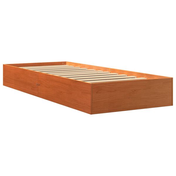 vidaXL Cadre de lit sans matelas cire marron 100x200cm bois pin massif