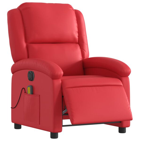 vidaXL Fauteuil de massage inclinable &eacute;lectrique rouge similicuir