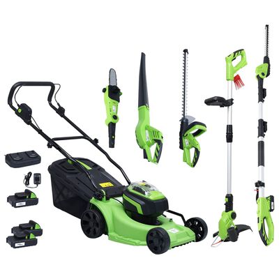 vidaXL Set outils électriques jardin sans fil 6pcs chargeurs/batteries