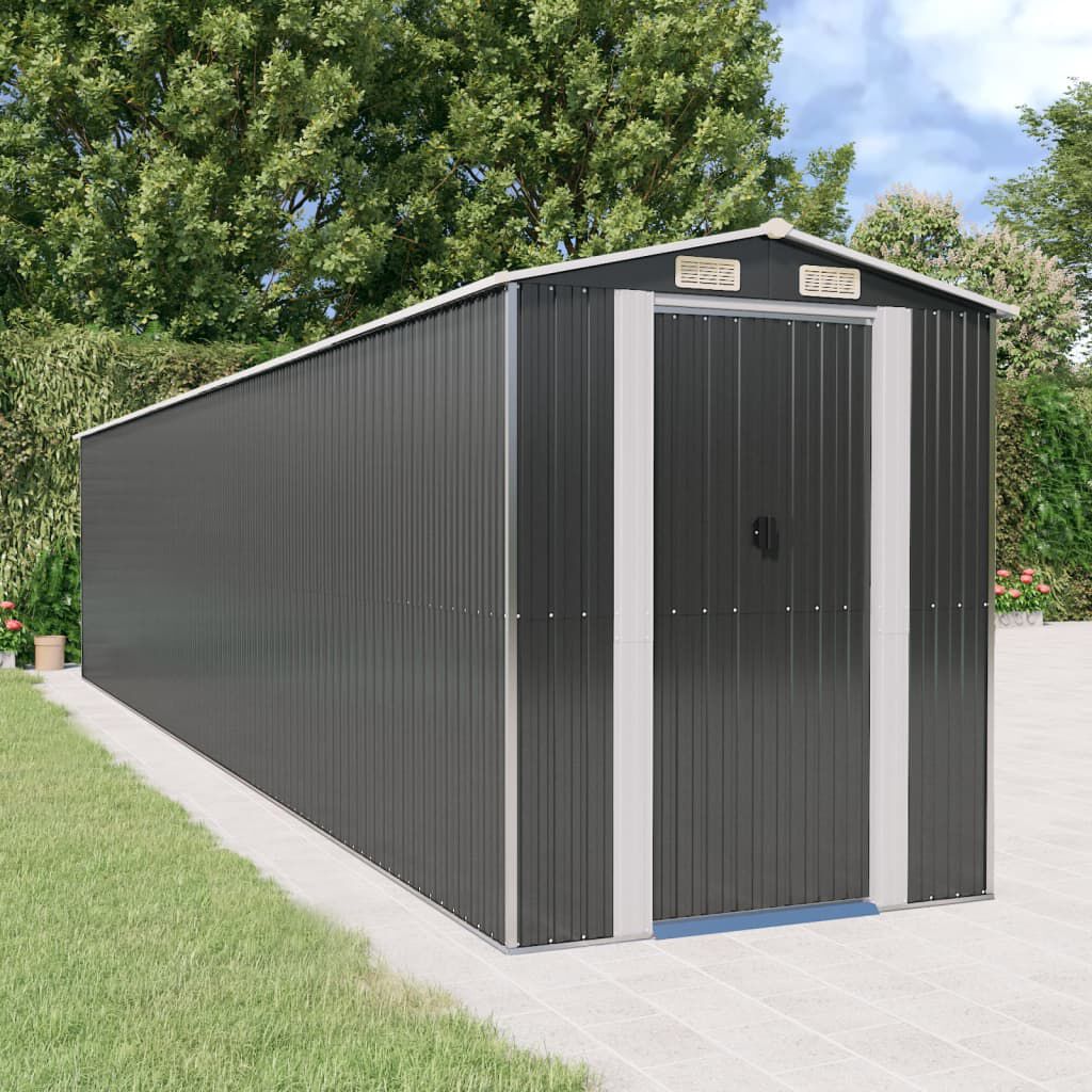 Abri De Jardin Métal Anthracite 161x89x161cm - Acier Galvanisé, Avec Porte - 11
