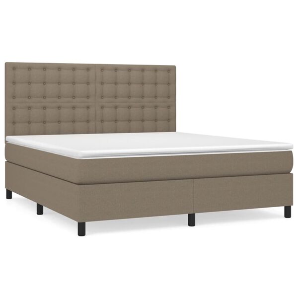 vidaXL Sommier &agrave; lattes de lit avec matelas Taupe 160x200 cm Tissu