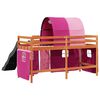 vidaXL Lit mezzanine enfants avec tunnel rose 80x200cm bois pin massif