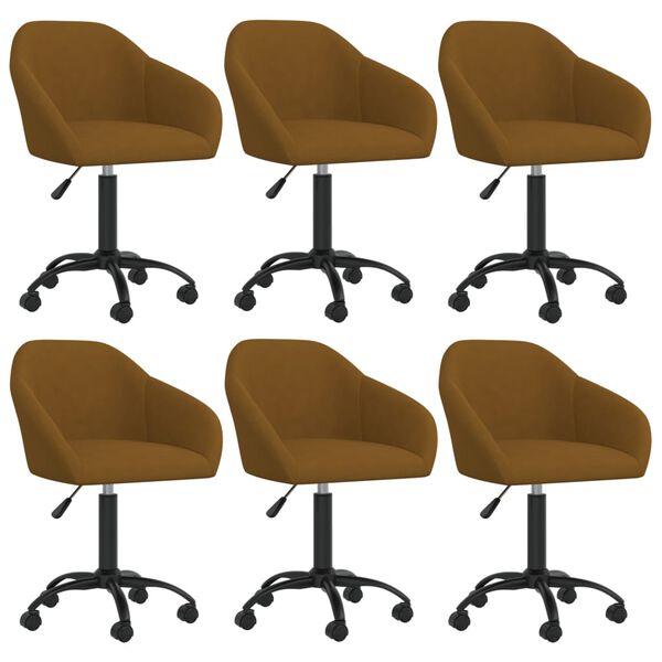 vidaXL Chaises pivotantes &agrave; manger lot de 6 marron velours