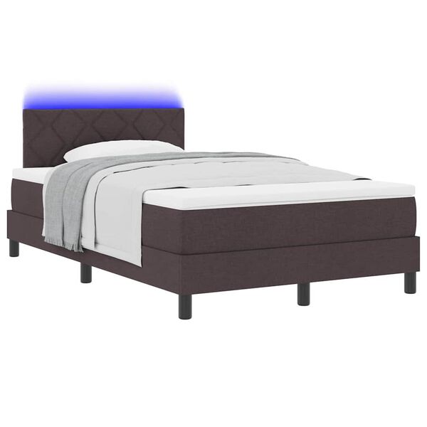 vidaXL Lit &agrave; ressorts avec matelas Marron fonc&eacute; 120 x 200 cm tissu