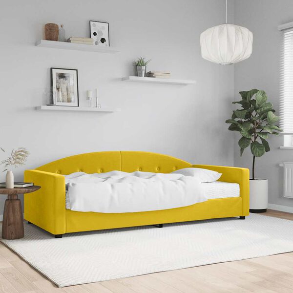 vidaXL Lit de jour avec matelas jaune 90x200 cm velours