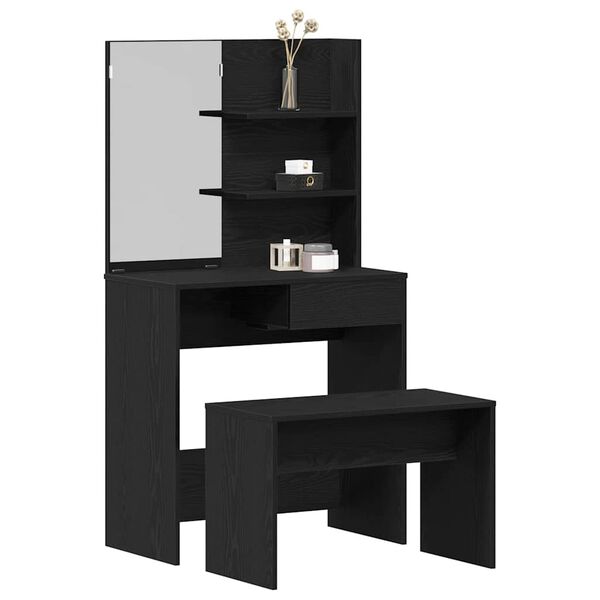 vidaXL Ensemble de Coiffeuse 2 pcs Ch&ecirc;ne noir Bois d'ing&eacute;nierie