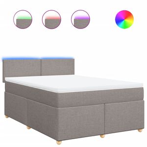 vidaXL Sommier &agrave; lattes de lit avec matelas Taupe 160x200 cm Tissu