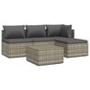 vidaXL Salon de jardin 5 pcs avec coussins Gris R&eacute;sine tress&eacute;e